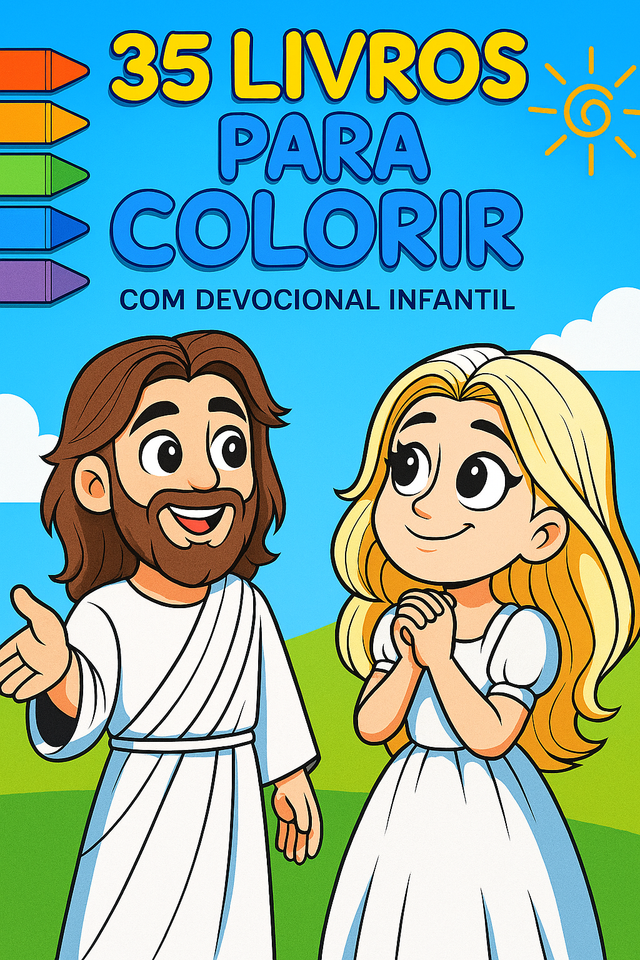 Crianças colorindo desenhos bíblicos com Jesus
